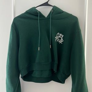 Forest green crop hoodie, size L